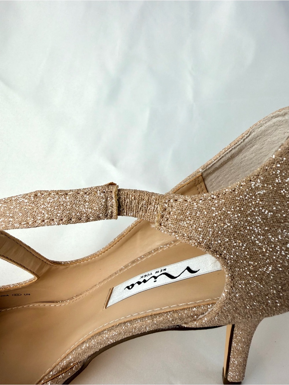 Nina New York Champagne Gold Shimmer Pointed-Toe Heels D’Orsay Pumps Size 7 NWOB - Picture 6 of 10